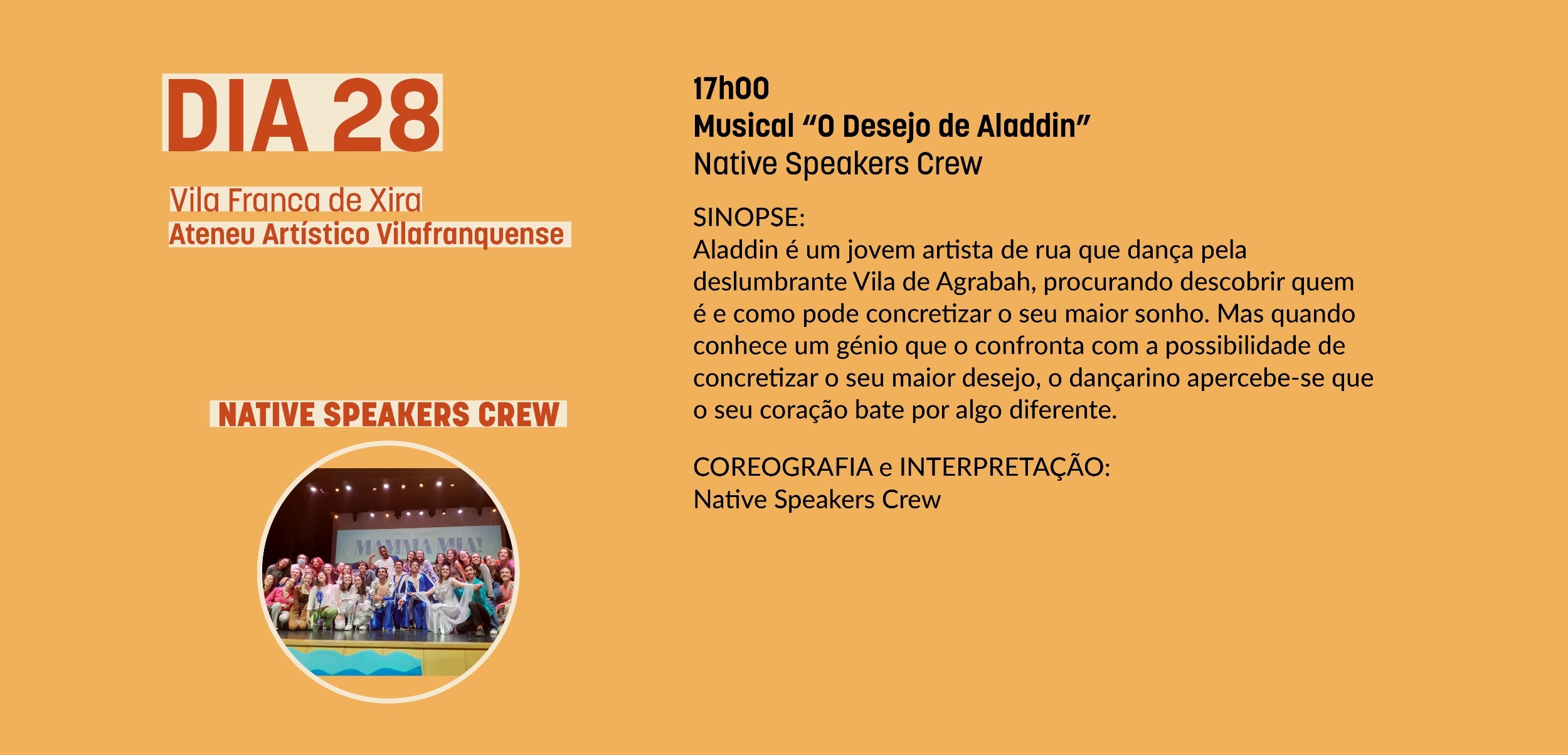 Dia 28 | Vila Franca de Xira (Ateneu Artístico Vilafranquense) | 17h00 |  Musical "O Desejo de Al...