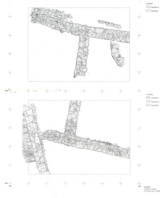 Planta das estruturas romanas detetadas nas escavações do sítio da Escola Velha de Povos. Arquivo...