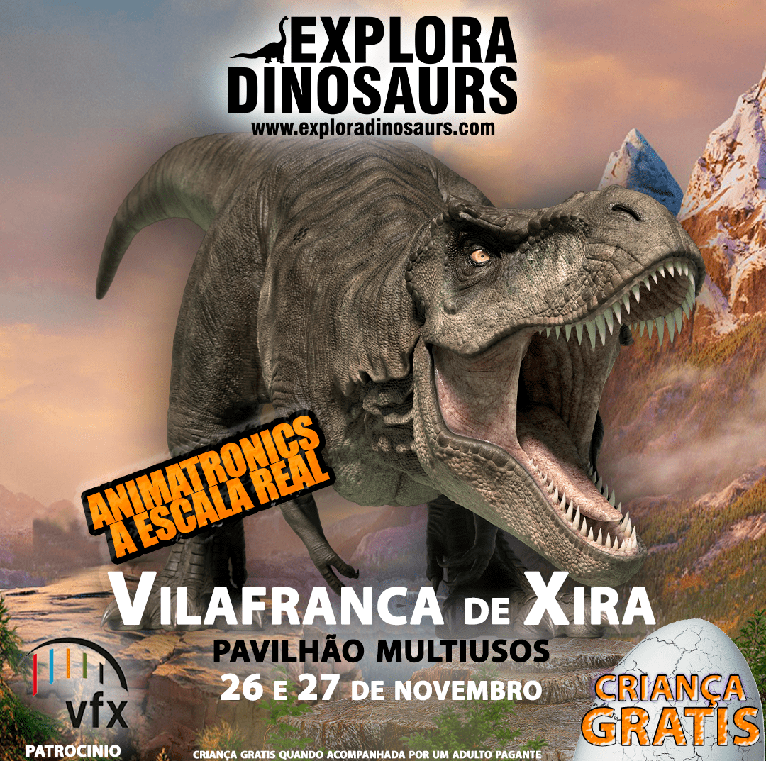 A maior exposição da Europa com dinossauros animados vem a Vila Franca de Xira!